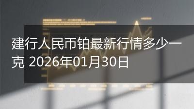 建行人民币铂最新行情多少一克 2026年01月30日