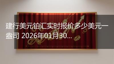 建行美元铂汇实时报价多少美元一盎司 2026年01月30日