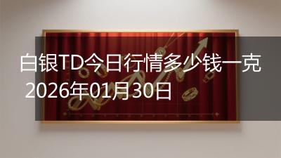 白银TD今日行情多少钱一克 2026年01月30日