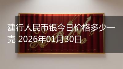 建行人民币银今日价格多少一克 2026年01月30日