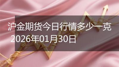 沪金期货今日行情多少一克 2026年01月30日